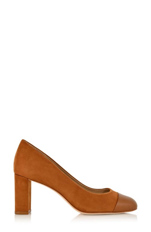 Joan Oloff Sandra Cap Toe Leather Pump In Autumn Kid Suede
