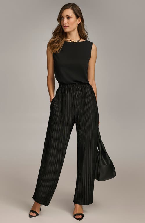 Donna Karan Pleated Pull On Pants In Black