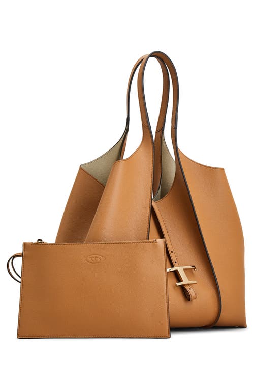 Tod's Timeless Shopping Bag In Leather Medium In Kenia Scuro