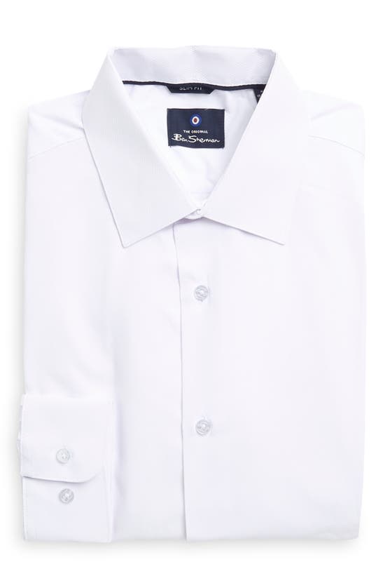 Shop Ben Sherman Slim Fit Teardrop Dobby Dress Shirt In White