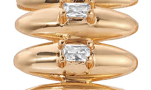 Ettika Baguette Cubic Zirconia Thick Oval Dome Hoop Earrings In Gold