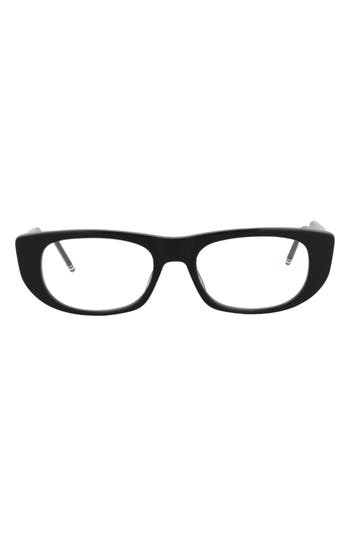 Thom Browne 53mm Rectangular Optical Frames In Black