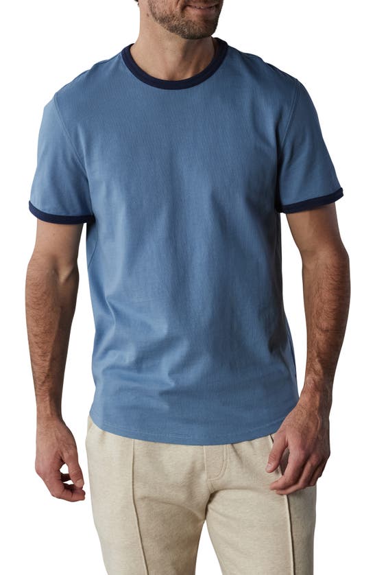 Shop The Normal Brand Lennox Cotton Ringer T-shirt In Riverway/ Navy