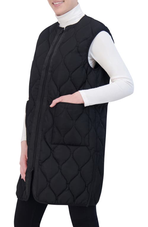 Hudson Jeans Water Repellent Onion Quilted Long Vest In Black