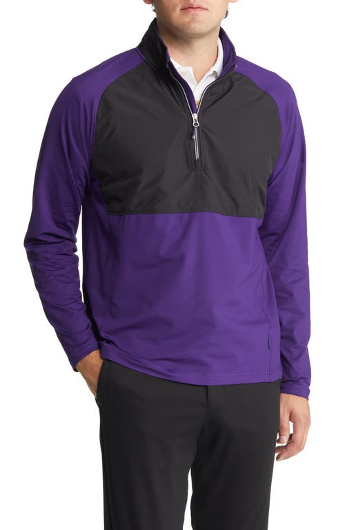 Shop Cutter & Buck Adapt Quarter Zip Wind Resistant Knit Pullover In College Purple/black