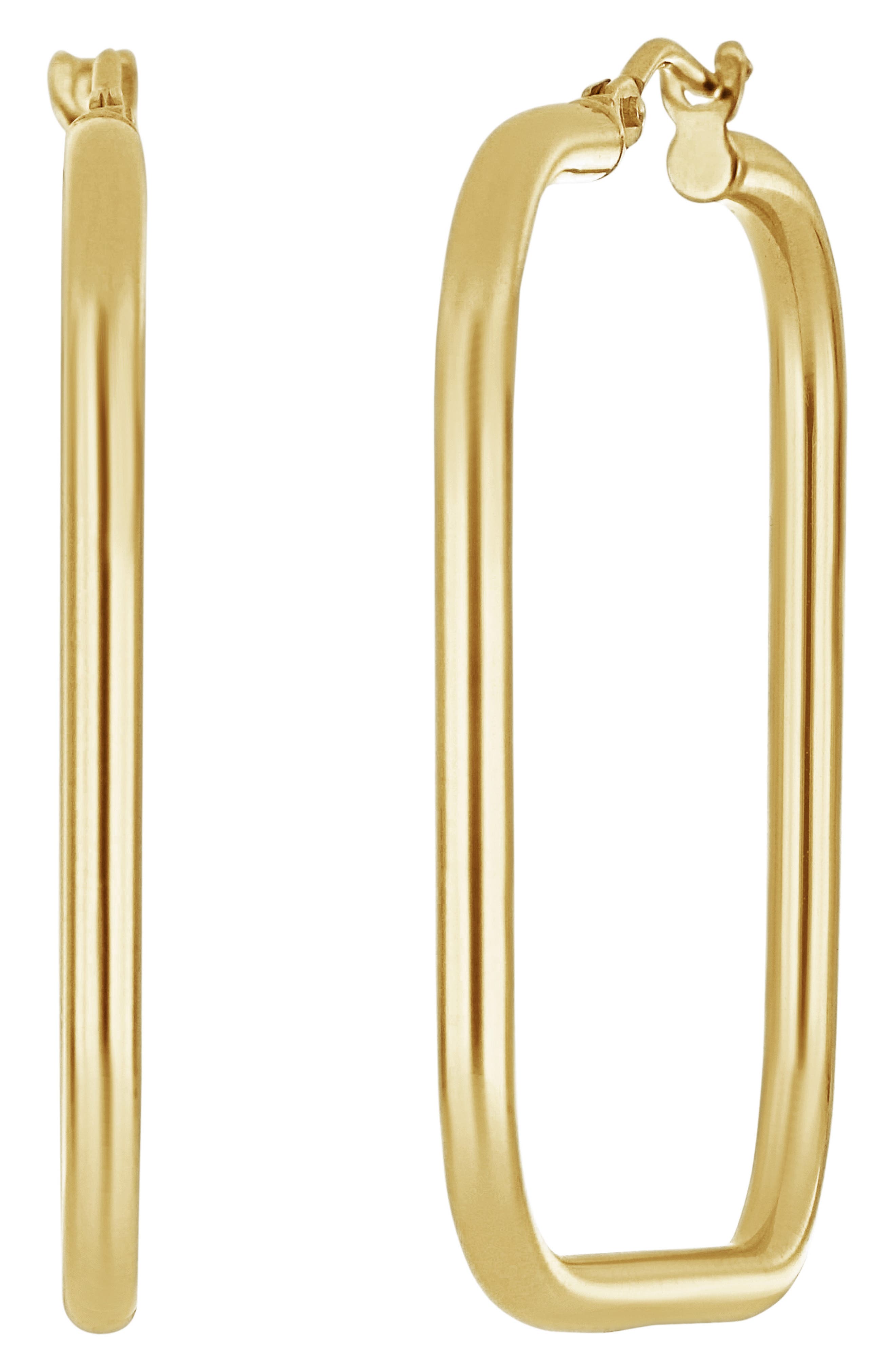 yellow gold square hoop earrings