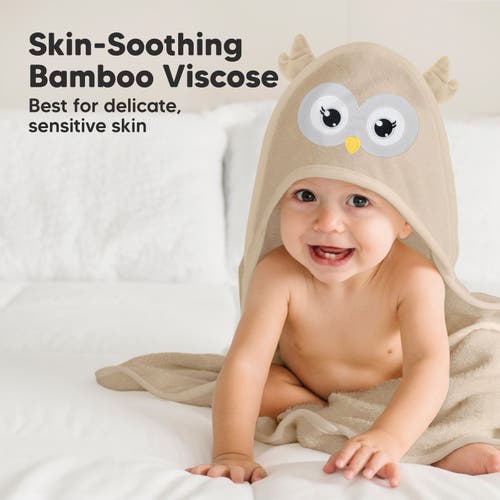 KeaBabies Cuddle Baby Hooded Towel in Owl at Nordstrom, Size Medium