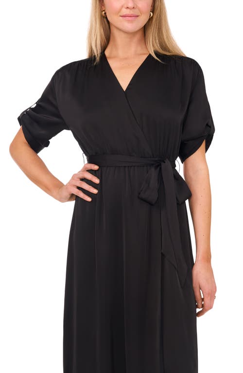 Shop Halogenr Halogen(r) Roll Cuff Faux Wrap Dress In Rich Black