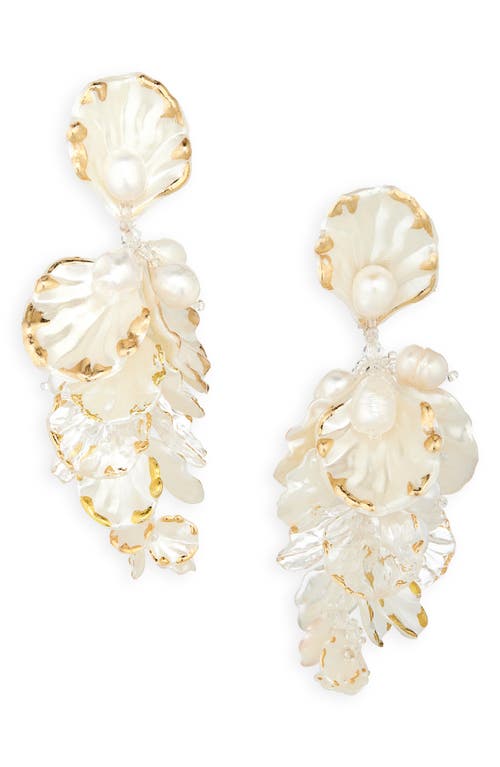 Oscar De La Renta Mixed Petals Drop Earrings In Brown