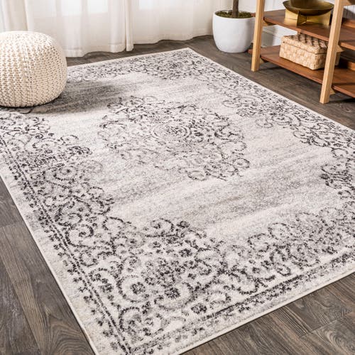 Jonathan Y Minori Filigree Medallion Area Rug In Dark Gray/cream