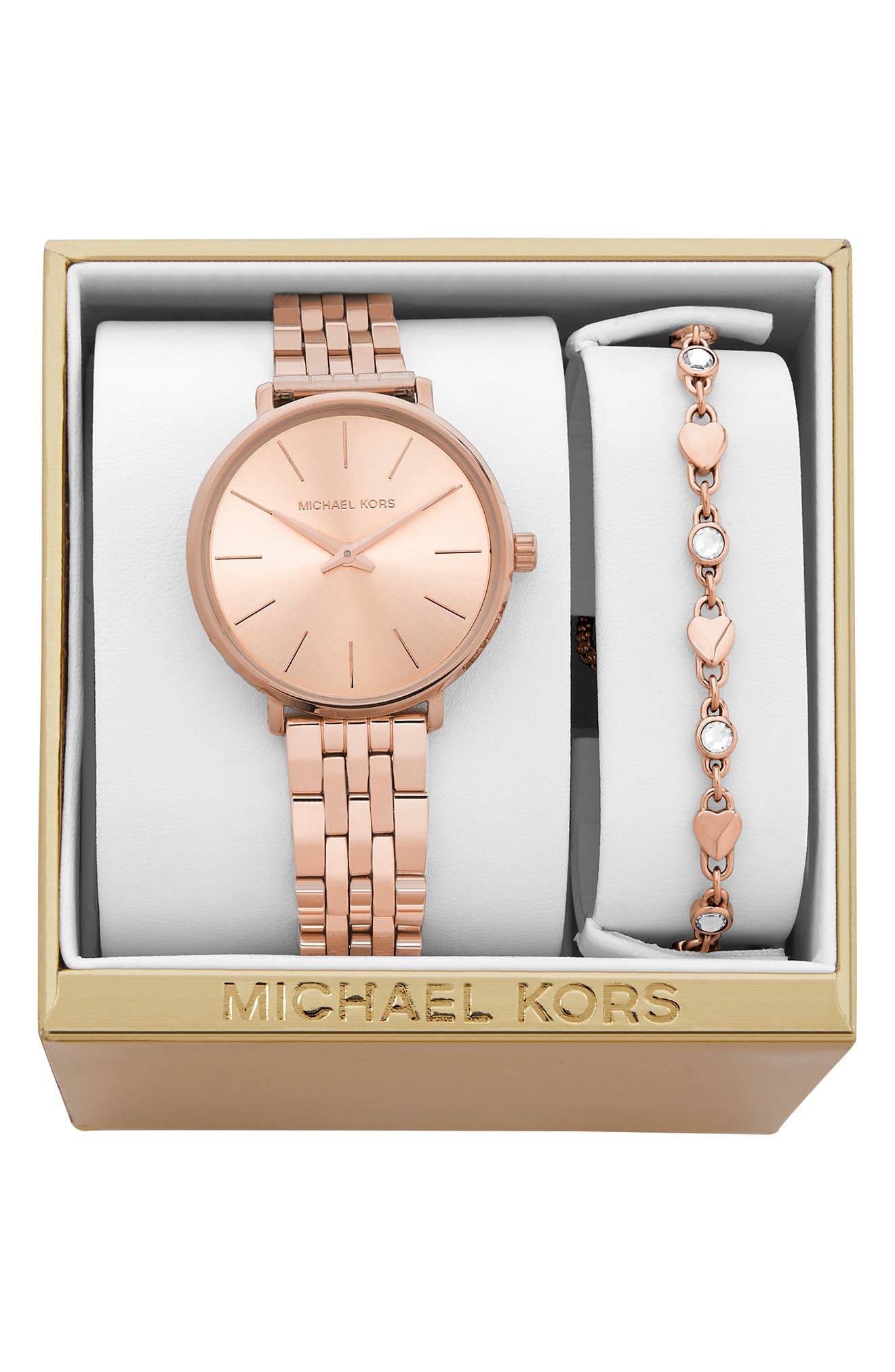 michael kors watch and bracelet set silver