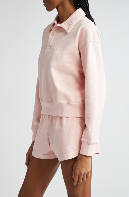 Shop Sporty And Rich Sporty & Rich Rizzoli Henley Cotton Sweatshirt In Ballet