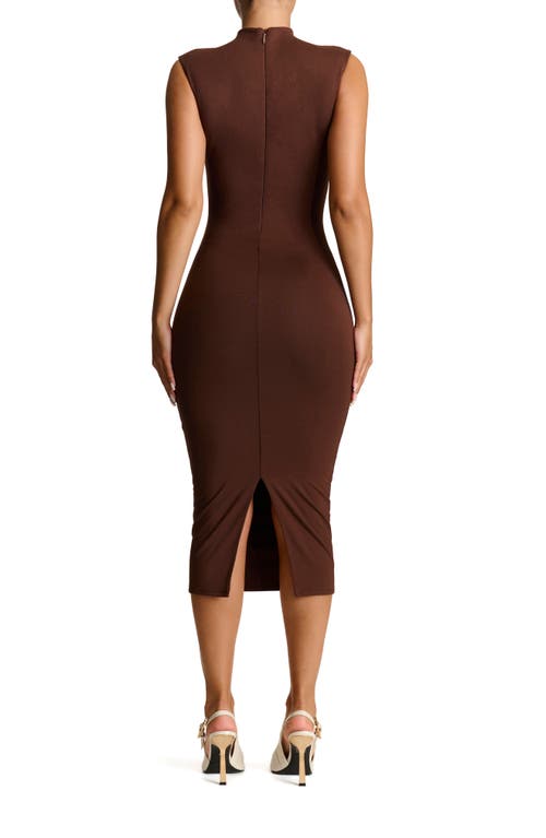 Shop Naked Wardrobe Butter Cap Sleeve Midi Dress In Chocolate