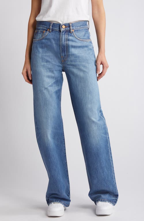 Coated Wide Leg Jeans in Mid Indigo