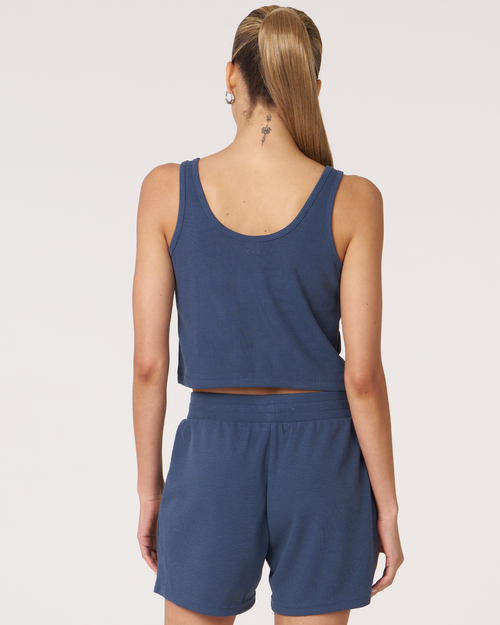 Shop Rebody Active Retreat Waffle Tank In Navy