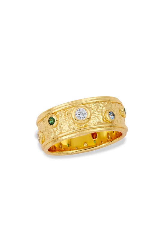 Savvy Cie Jewels Bysantine Cz Band Ring In Yellow Gold