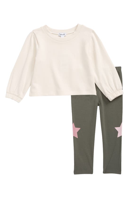 Babies' Star Bright Jersey Sweatshirt & Pants Set In Peach Skin