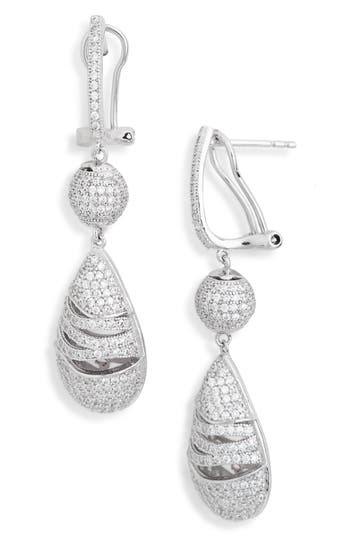 Suzy Levian Pavé Cubic Zirconia Teardrop Earrings In White