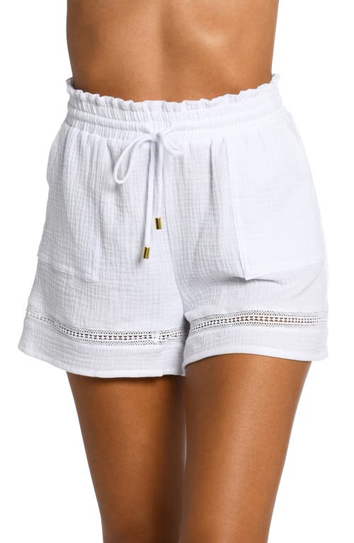 Beach Cotton Cover-Up Shorts in White