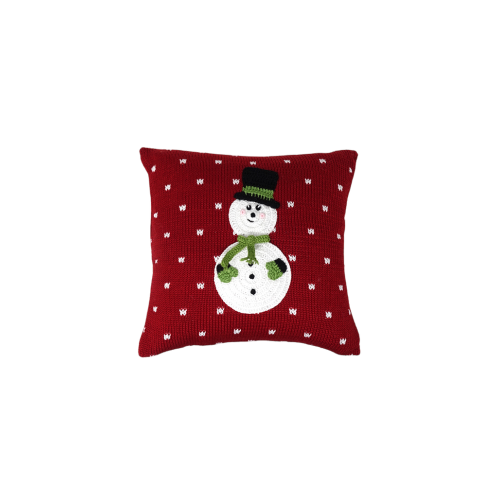 Shop Melange Collection 10" Snowman Pillow In Red