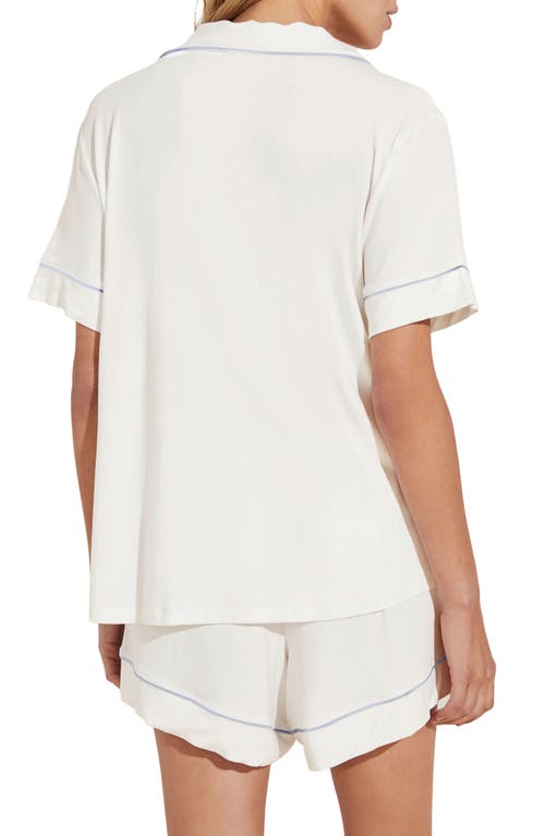 Shop Eberjey Gisele Relaxed Jersey Knit Short Pajamas In White/ice Blue