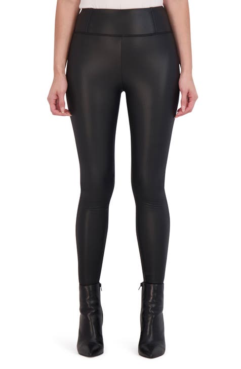 90 Degree By Reflex Lux Cracked Faux Leather Flare Leggings In Cracked  Black