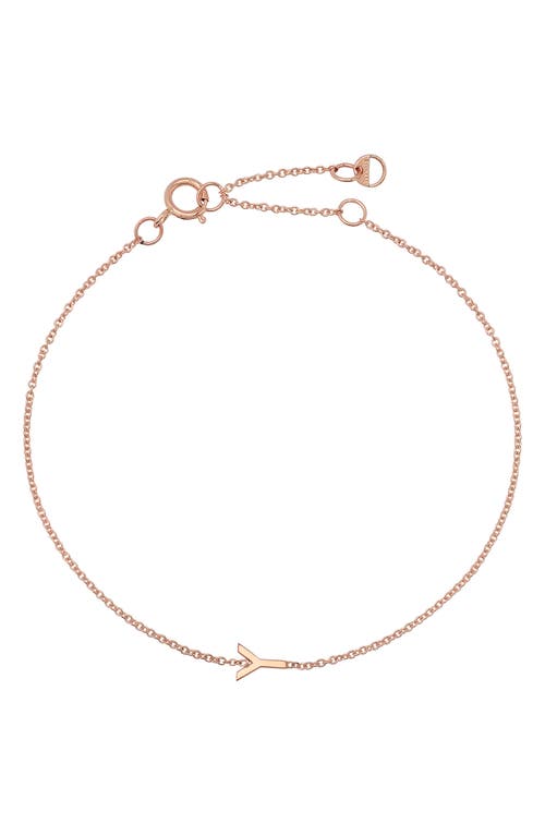 Initial Pendant Bracelet in 14K Rose Gold-Y