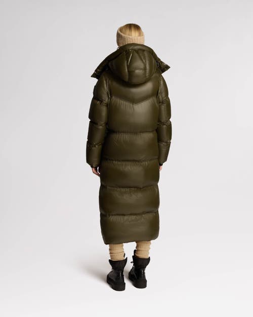 Alpenhaus Meribel Quilted Maxi Puffer With Removable Hood In Olive