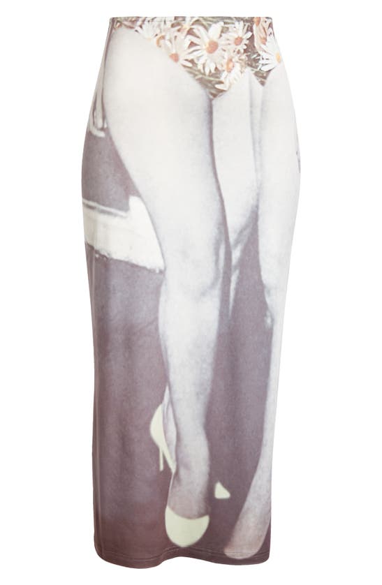 Shop Elliss Enchantment Allover Print Jersey Skirt In Grey Print Multi
