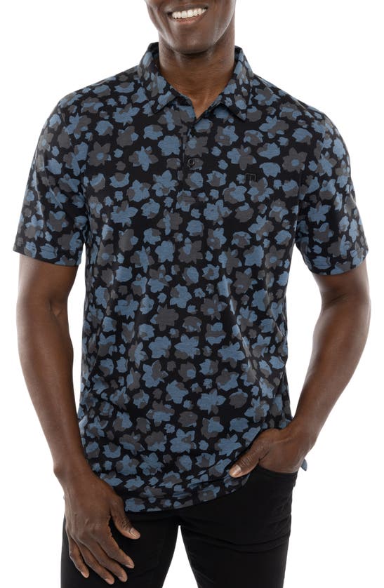 Travismathew By The Wharf Floral Print Polo In Black