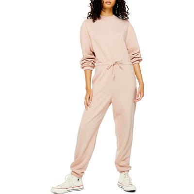 Topshop Sweatshirt Tie Waist Jumpsuit