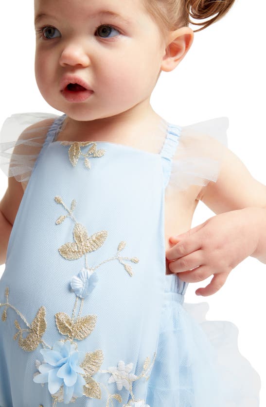 Shop Bardot Kids' Bronté Embroidered Ruffle Tulle Romper In Frost
