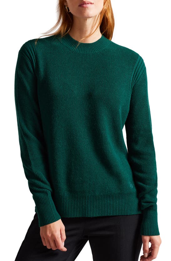 Shop Ted Baker London Rashell Crewneck Sweater In Dark Green
