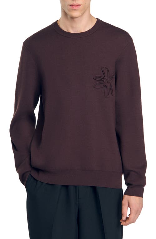 Shop Sandro Floral Sweatshirt In Chocolate