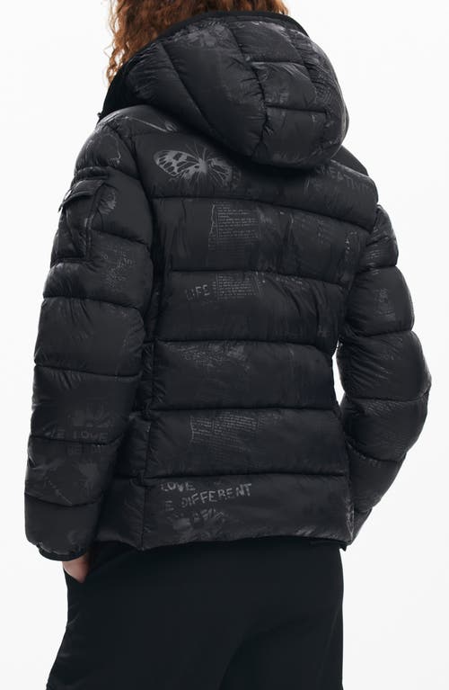 Shop Desigual Drammen Embossed Puffer Jacket In Black