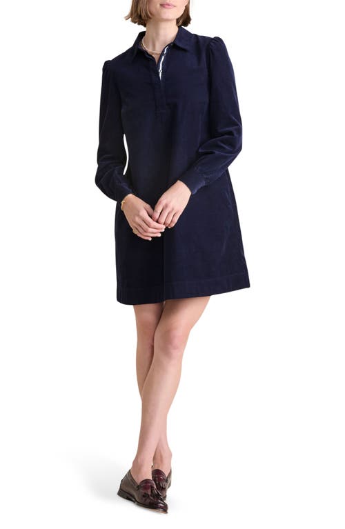 Shop Vineyard Vines Long Sleeve Cotton Corduroy Popover Dress In Nautical Navy