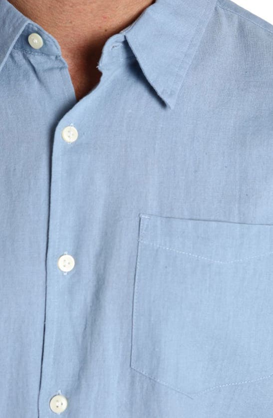 Jachs Linen & Cotton Blend Short Sleeve Button-up Shirt In Light Blue