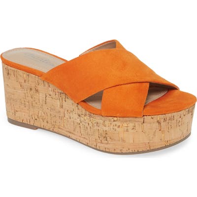 Charles By Charles David Civil Platform Wedge Slide Sandal, Orange