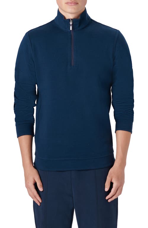 Bugatchi Reversible Knit Quarter Zip Pullover in Navy 