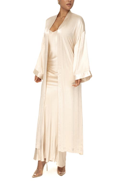 Shop Jluxlabel Forever & Always Satin Robe In Beige