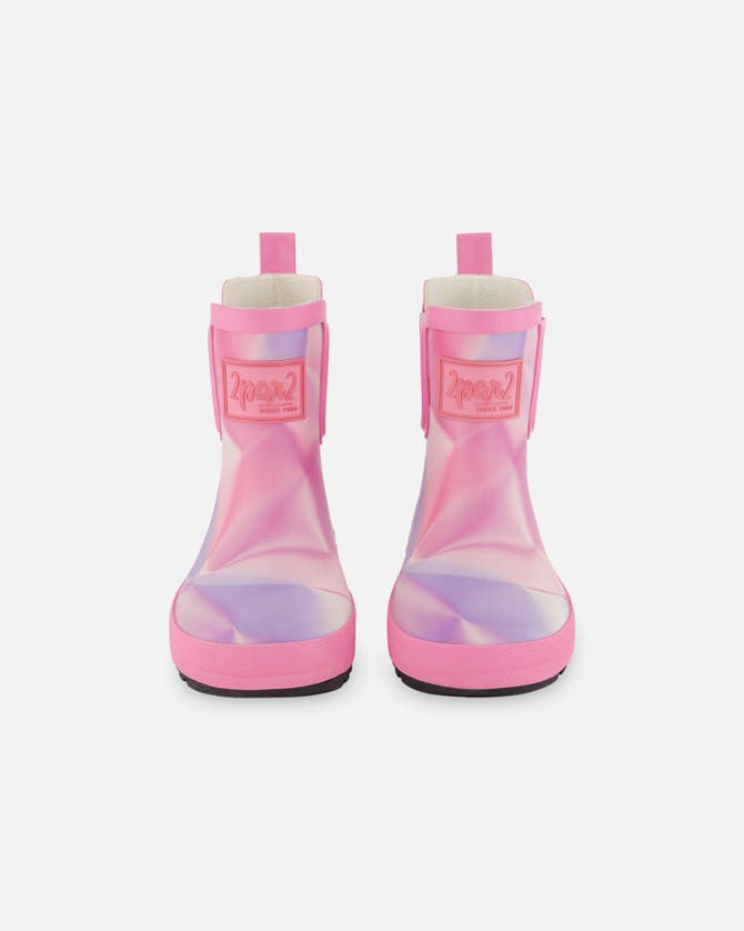 Shop Deux Par Deux Girl's Short Rain Boots Printed Foil Pastel