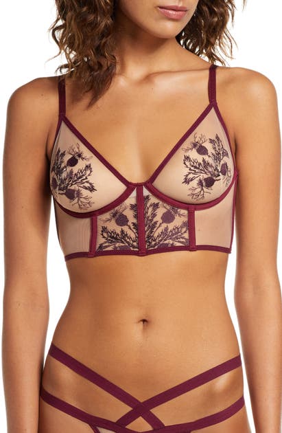Thistle & Spire Thistle And Spire Verona Embroidered Longline Bralette In Cherry