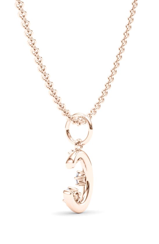Hautecarat Graduated Lab-created Diamond Initial Letter Pendant Necklace In C - 18k Rose Gold