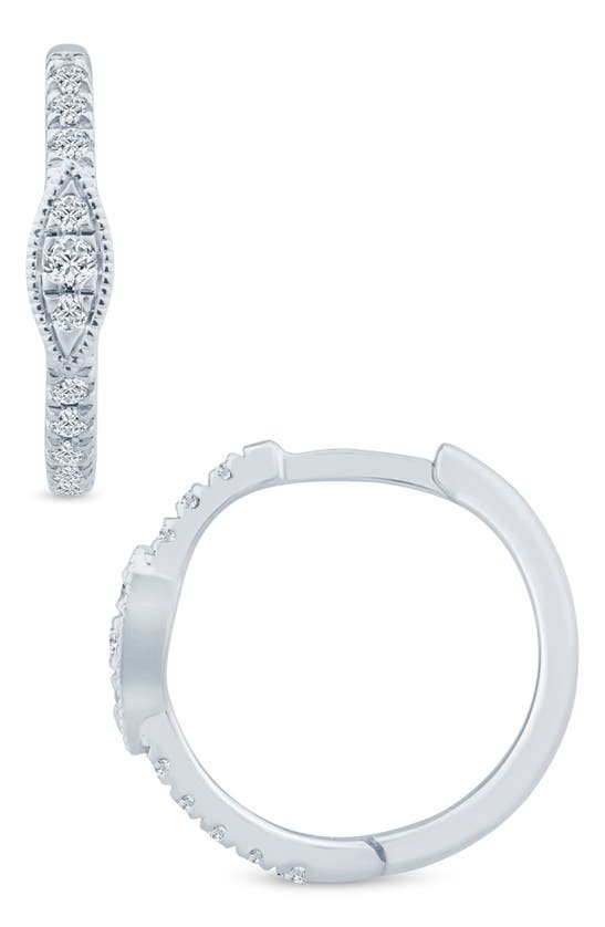 Shop Zac Posen Truly  Diamond Hoop Earrings In White