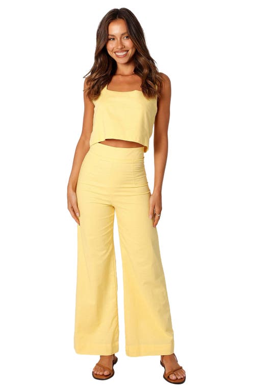 Petal And Pup Petal & Pup Devlin Cotton & Linen Crop Tank Top In Yellow