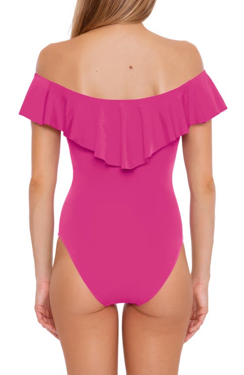 Shop Trina Turk Monaco Off The Shoulder Ruffle One-piece Swimsuit In Pink