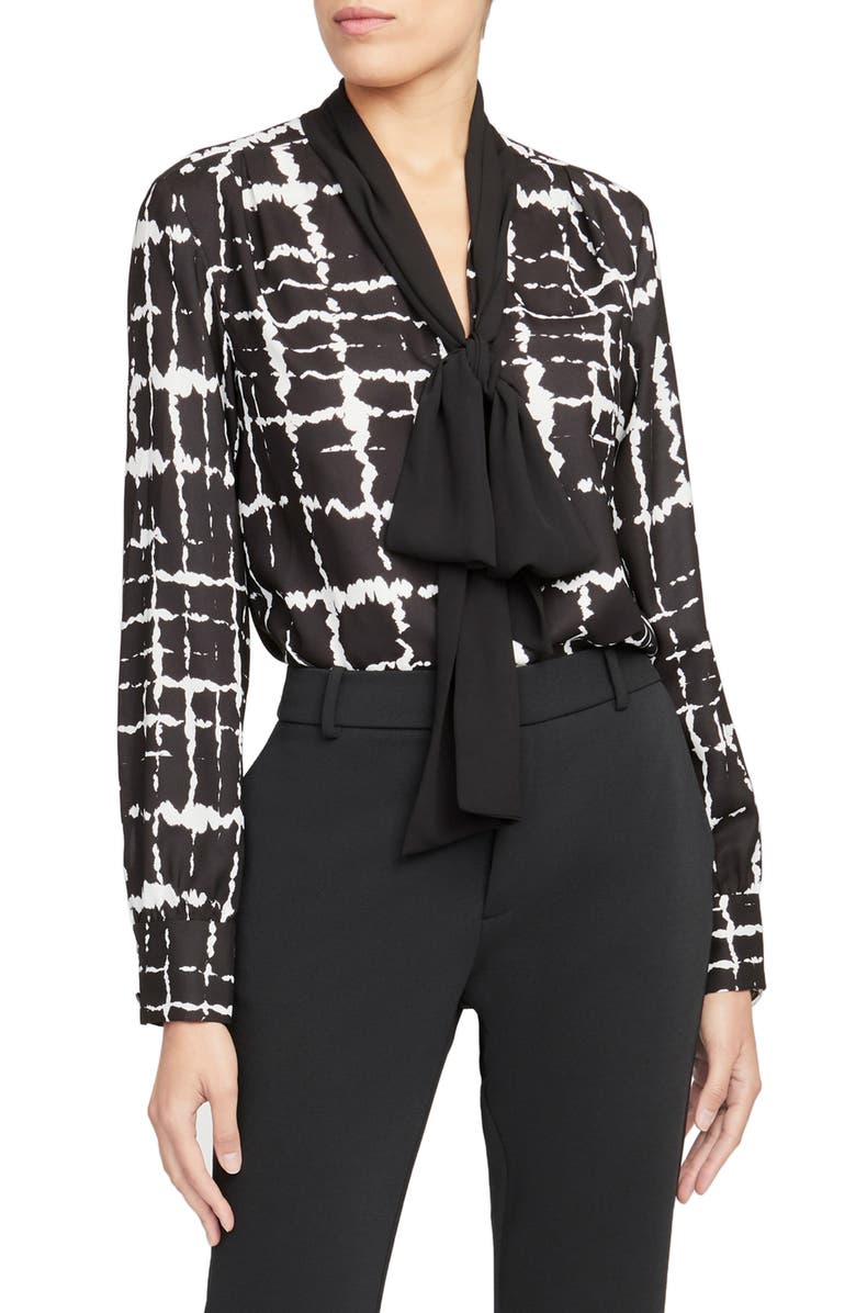 Rachel Roy Collection Print Grid Bow Blouse | Nordstrom