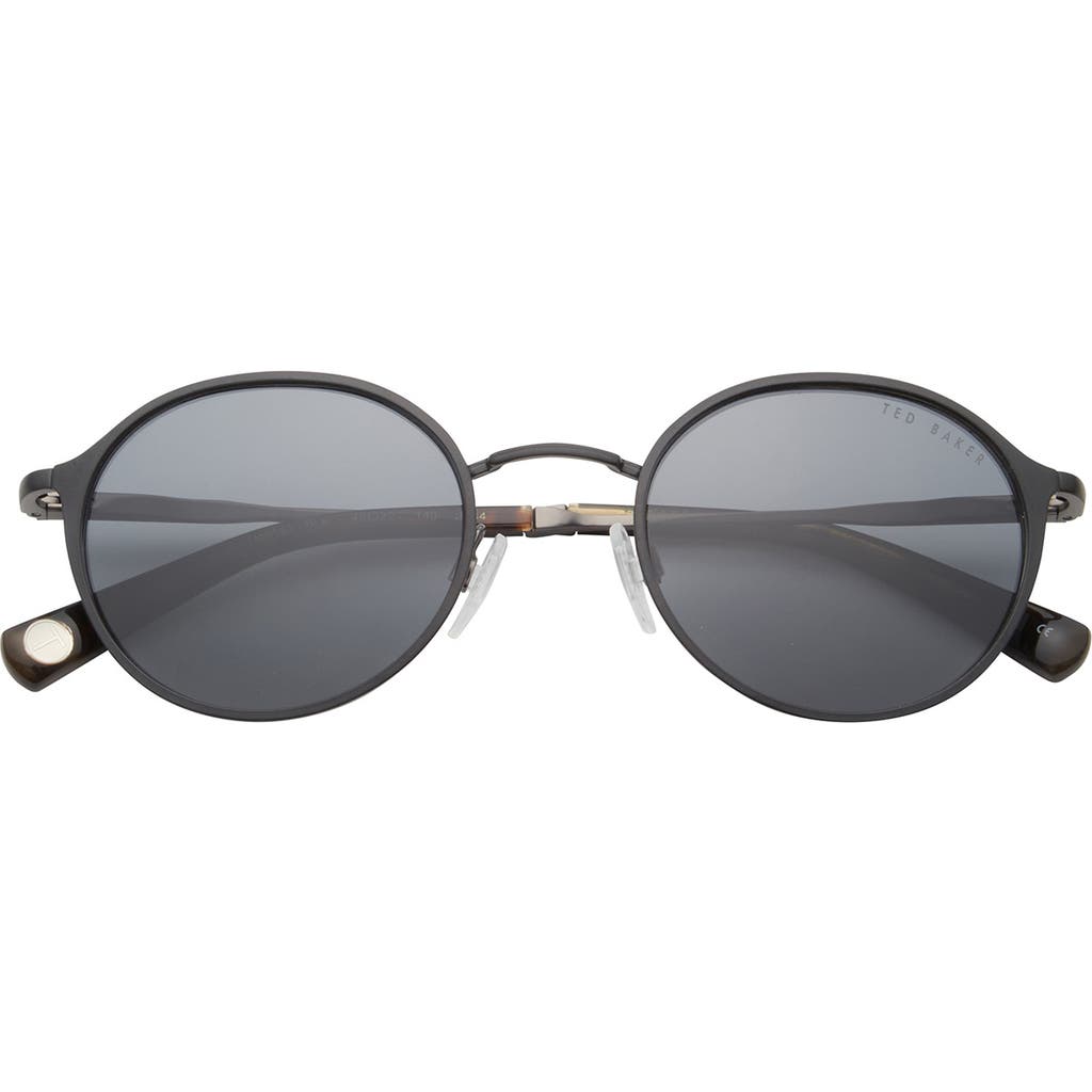 Ted Baker London 49mm Full Rim Polarized Round Sunglasses In Black