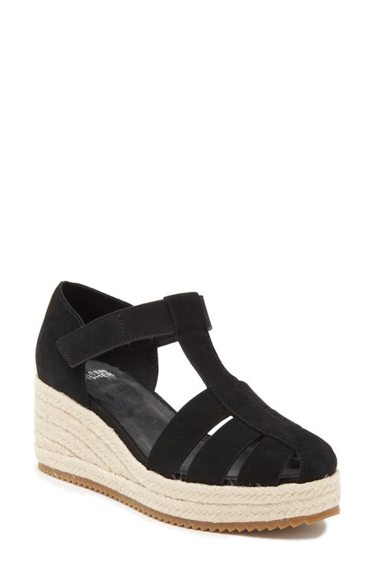Eileen Fisher Tilly Leather Espadrille In Black/black