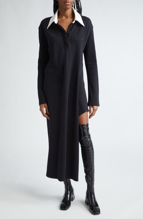Courrèges Twist Long Sleeve Polo Maxi Dress in Black